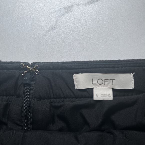 Ann Taylor Loft Womens Black Wool Blend Skirt Pockets Fully Lined Size 6 NWOT - Picture 2 of 12